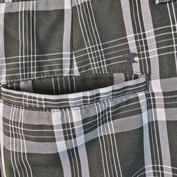 MENS HAGGAR H26 SHORTS BLACK GRAY PLAID SIZE 34 GOLF  100% POLYESTER  EUC - Picture 5 of 7